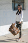 Hair on Leather Tote / Tan and Black Cheetah