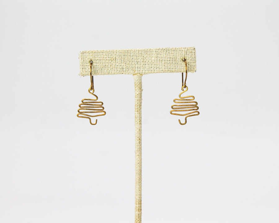 Christmas Tree Earrings / Brass