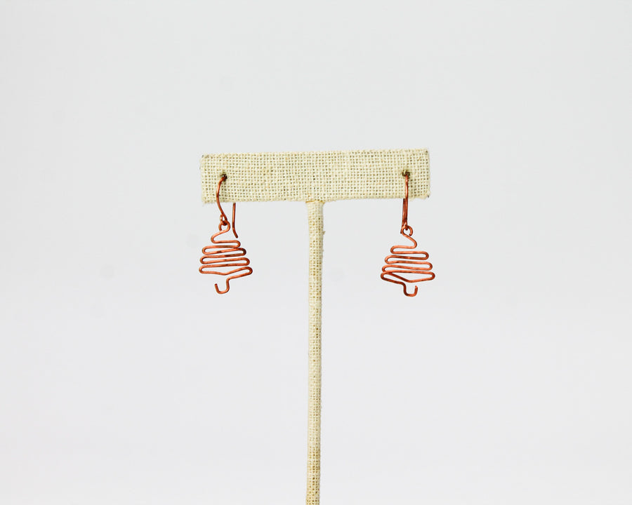 Christmas Tree Earrings / Copper