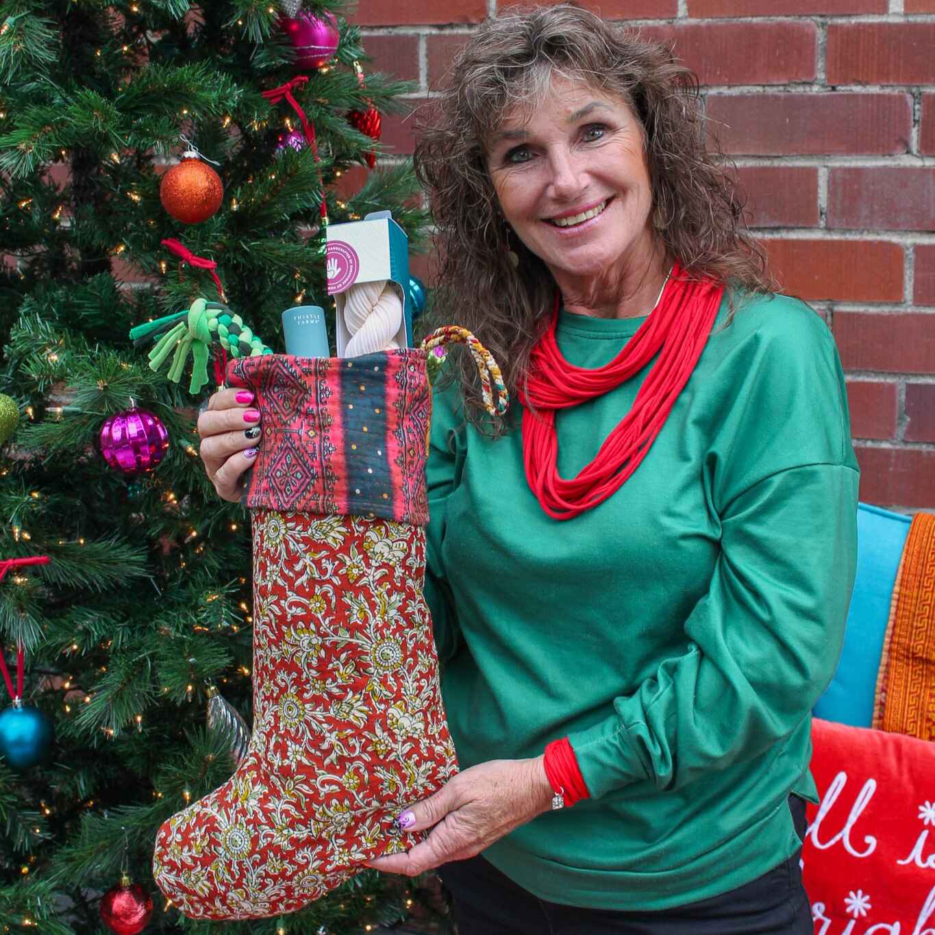 Vintage Sari Christmas Stocking