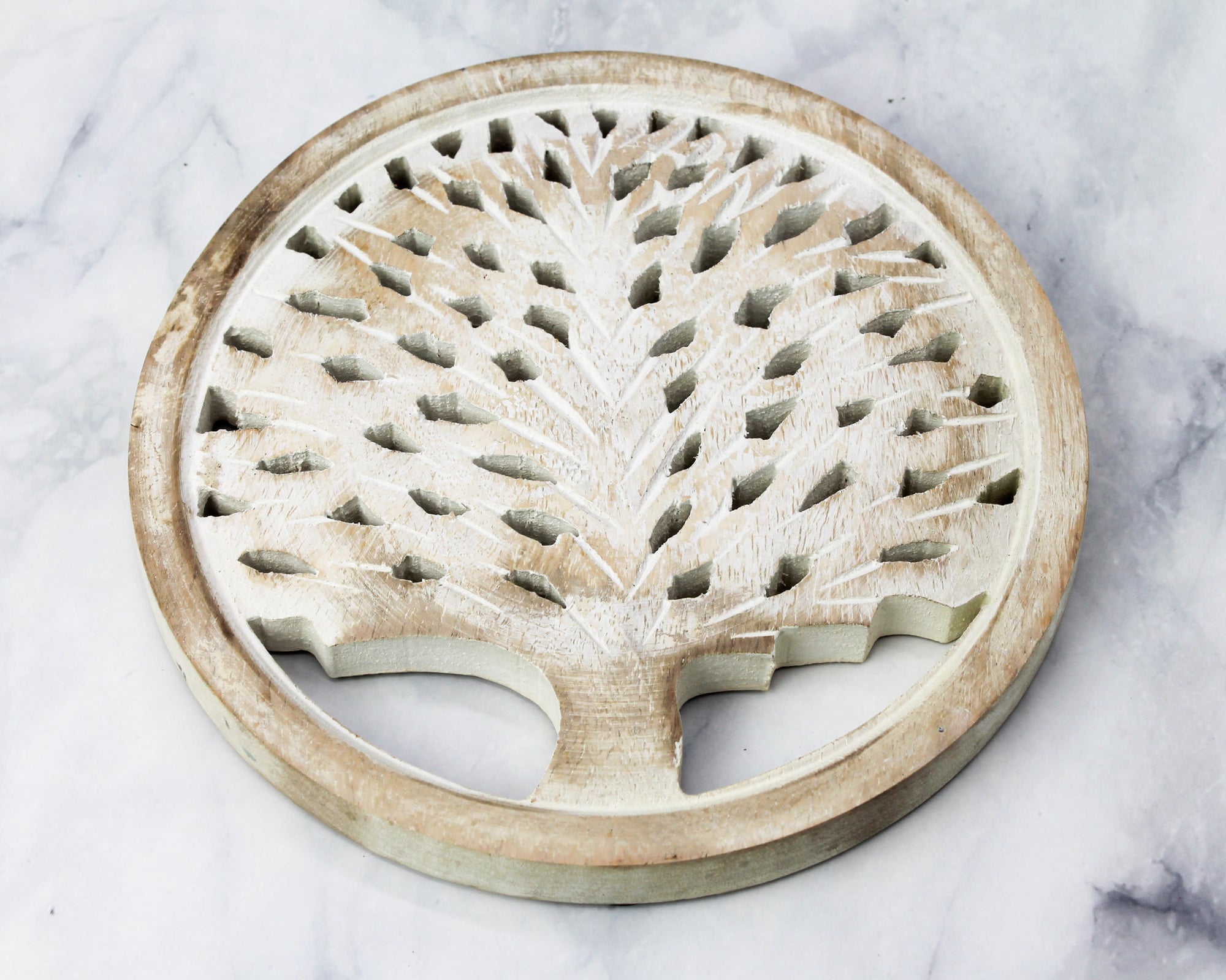 White Wash Tree of Life Trivet