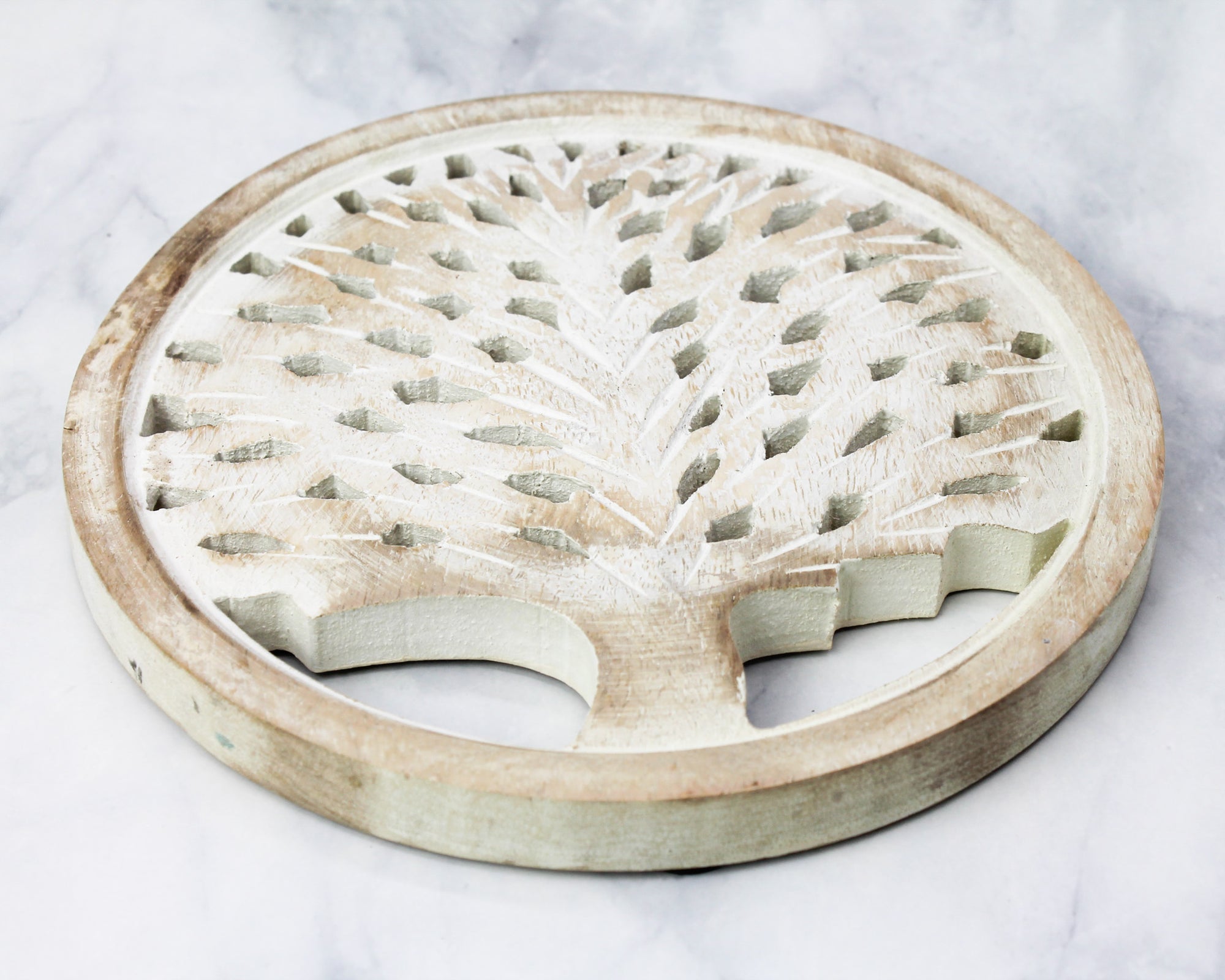 White Wash Tree of Life Trivet