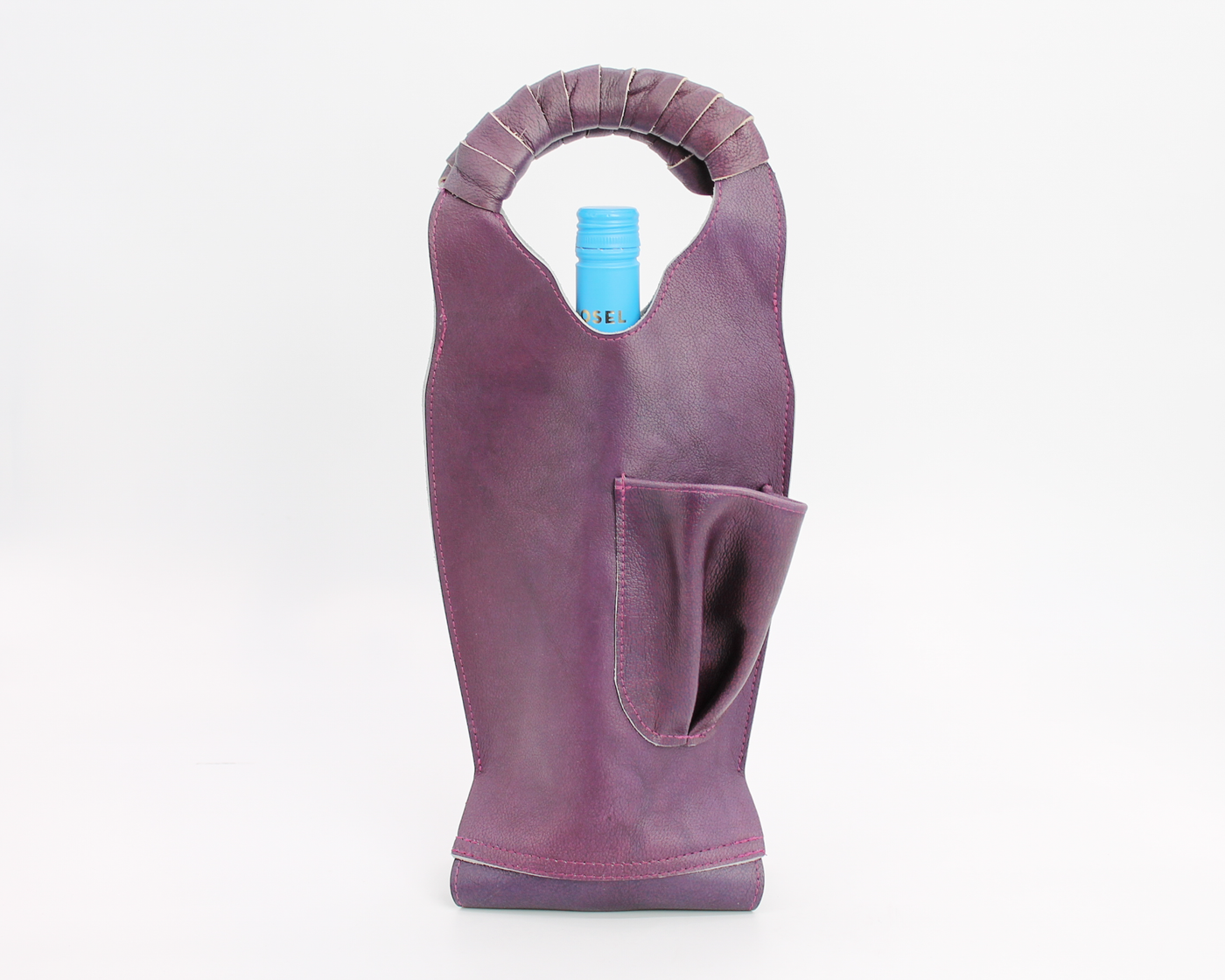 Leather Wine Tote / Blackberry