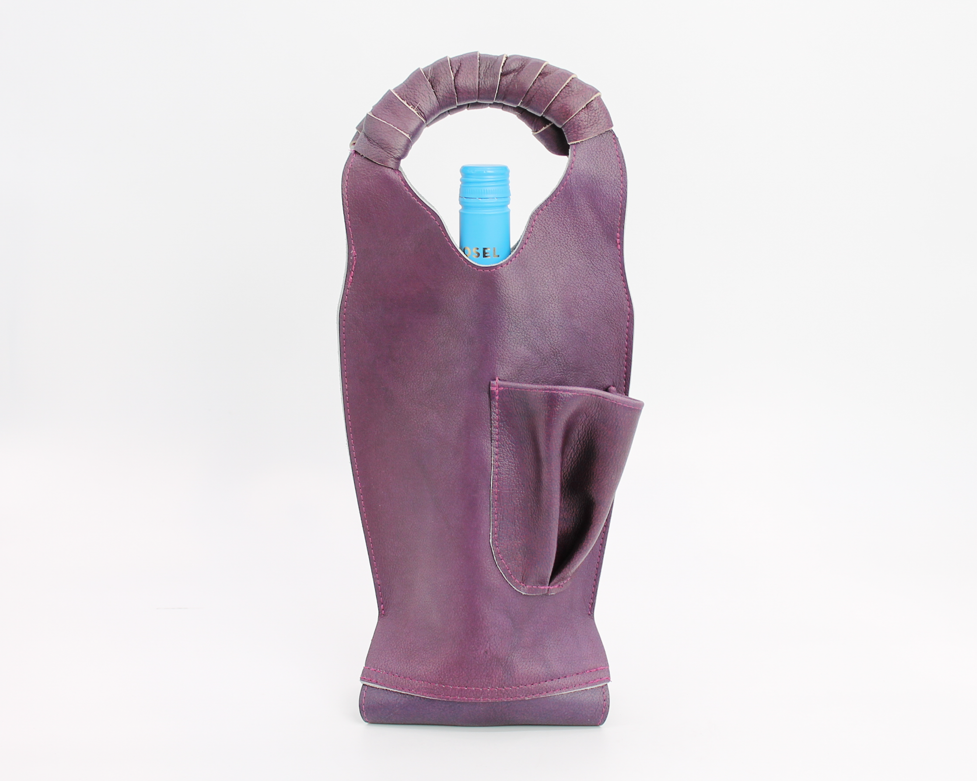 Leather Wine Tote / Blackberry