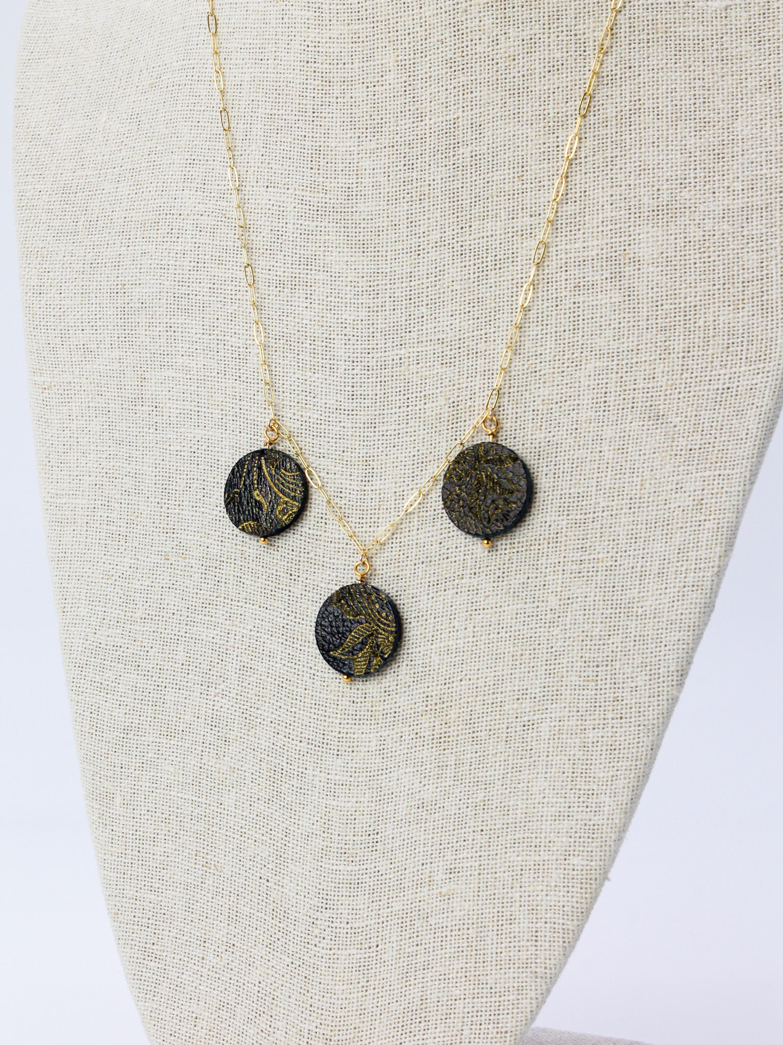 Triple Disc Necklace- Onyx Elemental