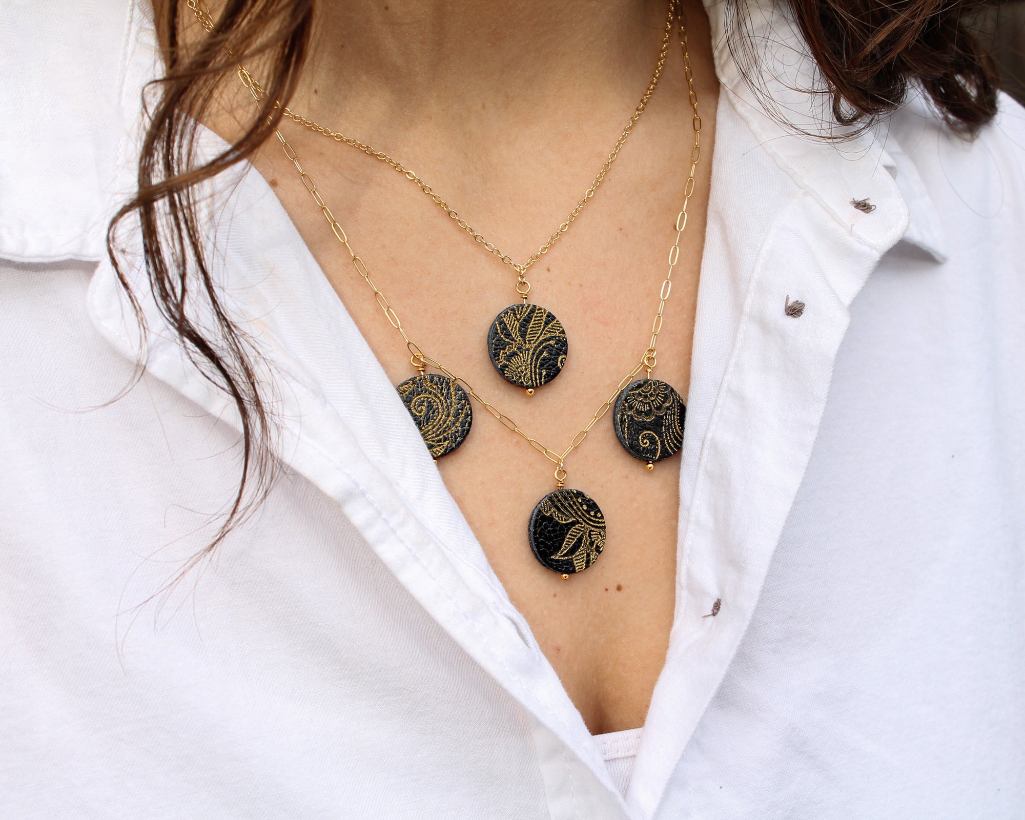Single Disc Necklace- Onyx Elemental