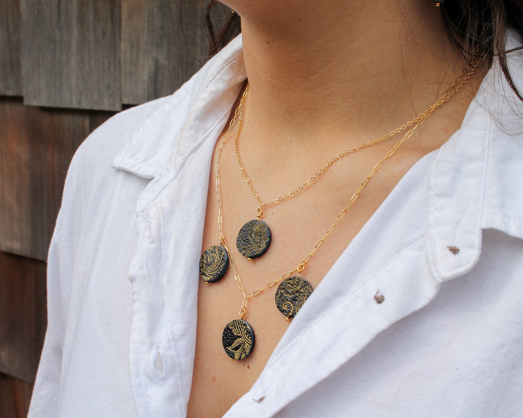Triple Disc Necklace- Onyx Elemental