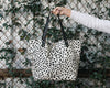 Hair on Leather Tote / White and Black Cheetah