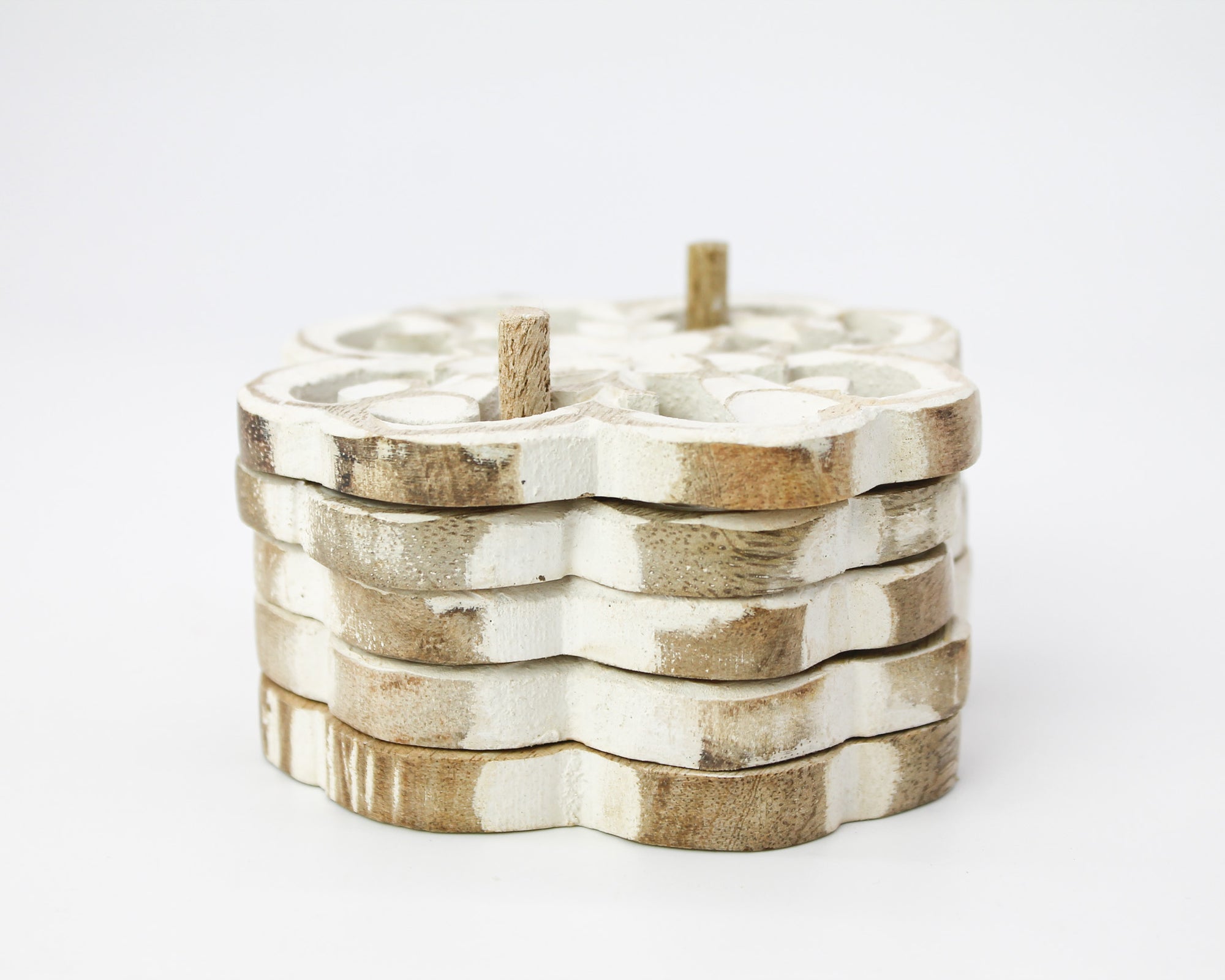 Floral Carved Coaster Set