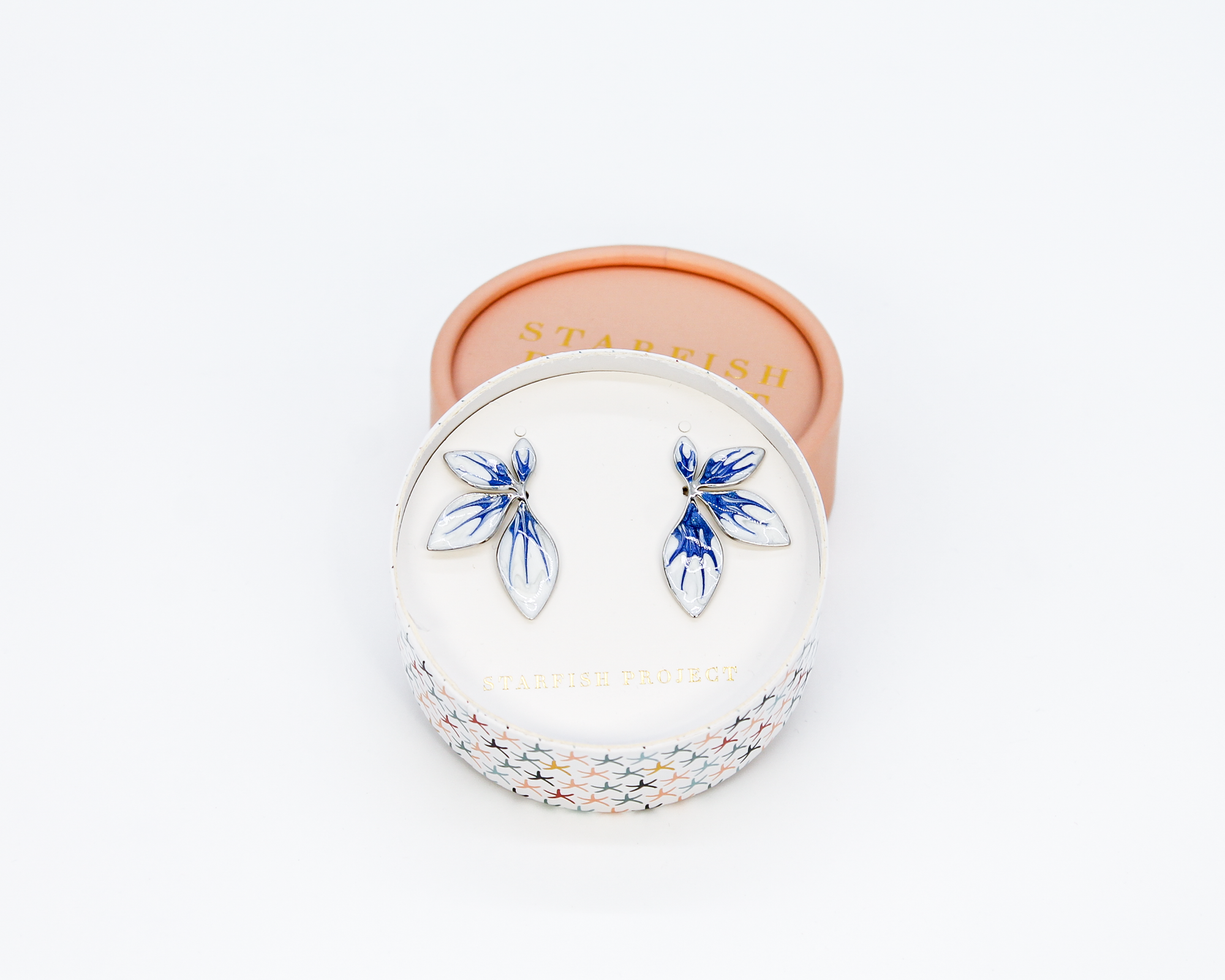 Flourish Blue & Silver Leaf Earring