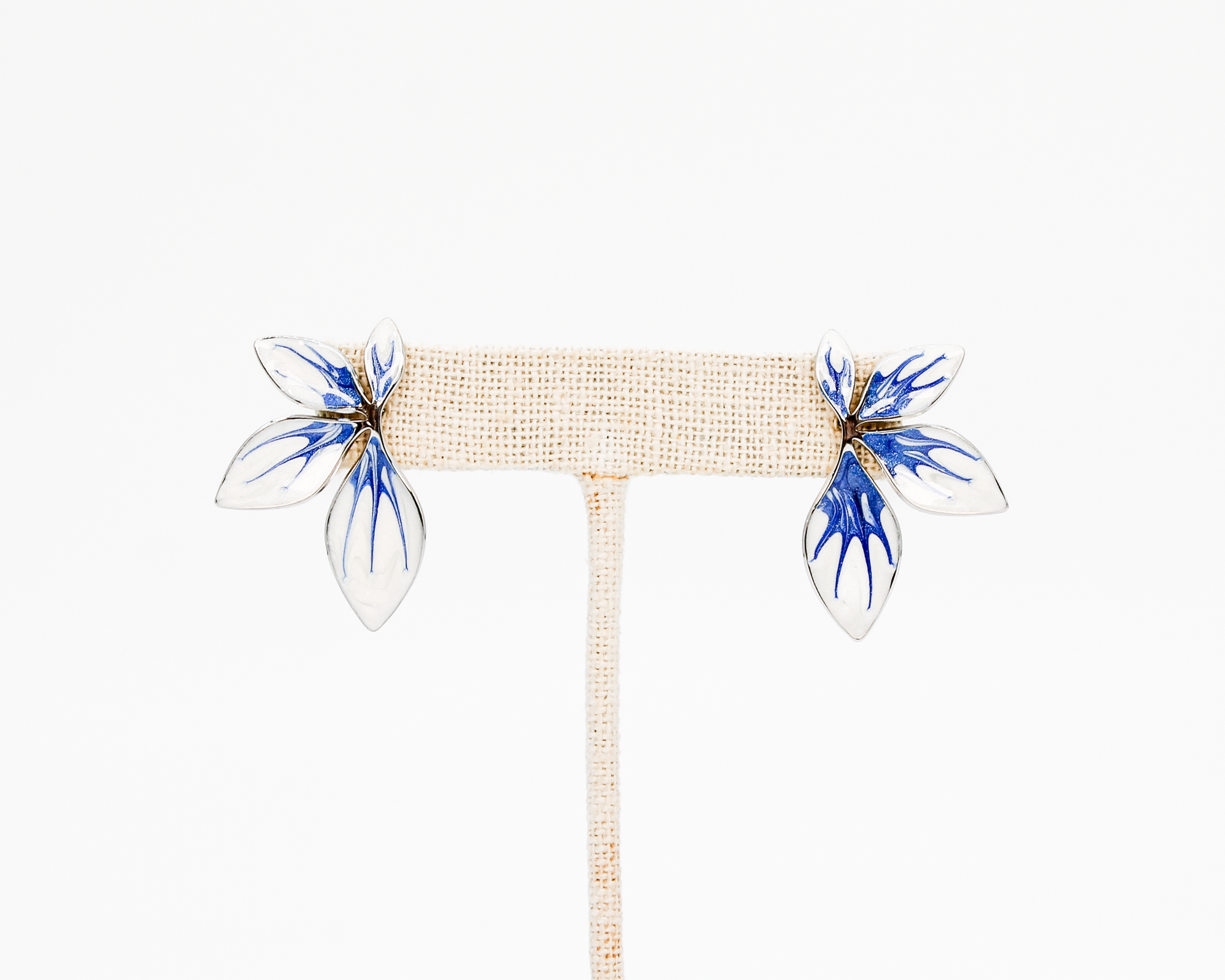 Flourish Blue & Silver Leaf Earring