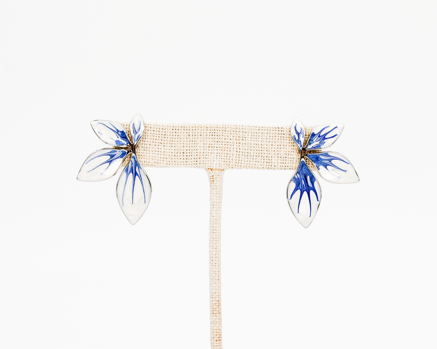 Flourish Blue & Silver Leaf Earring