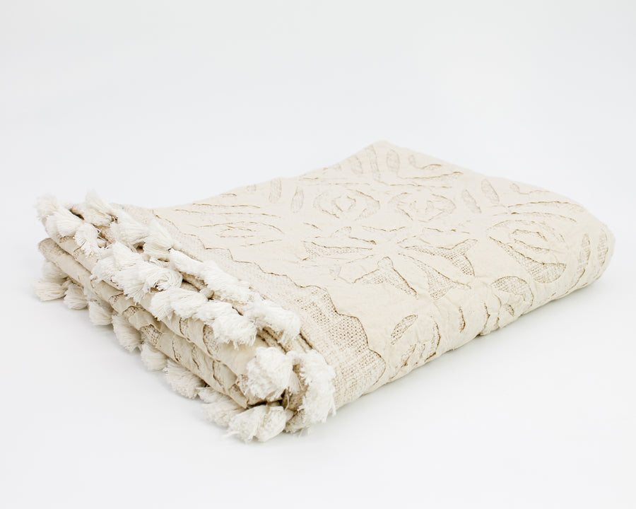 Cutwork Throw - Cream