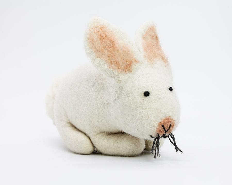 Hand Felted Toy / Large / White Bunny