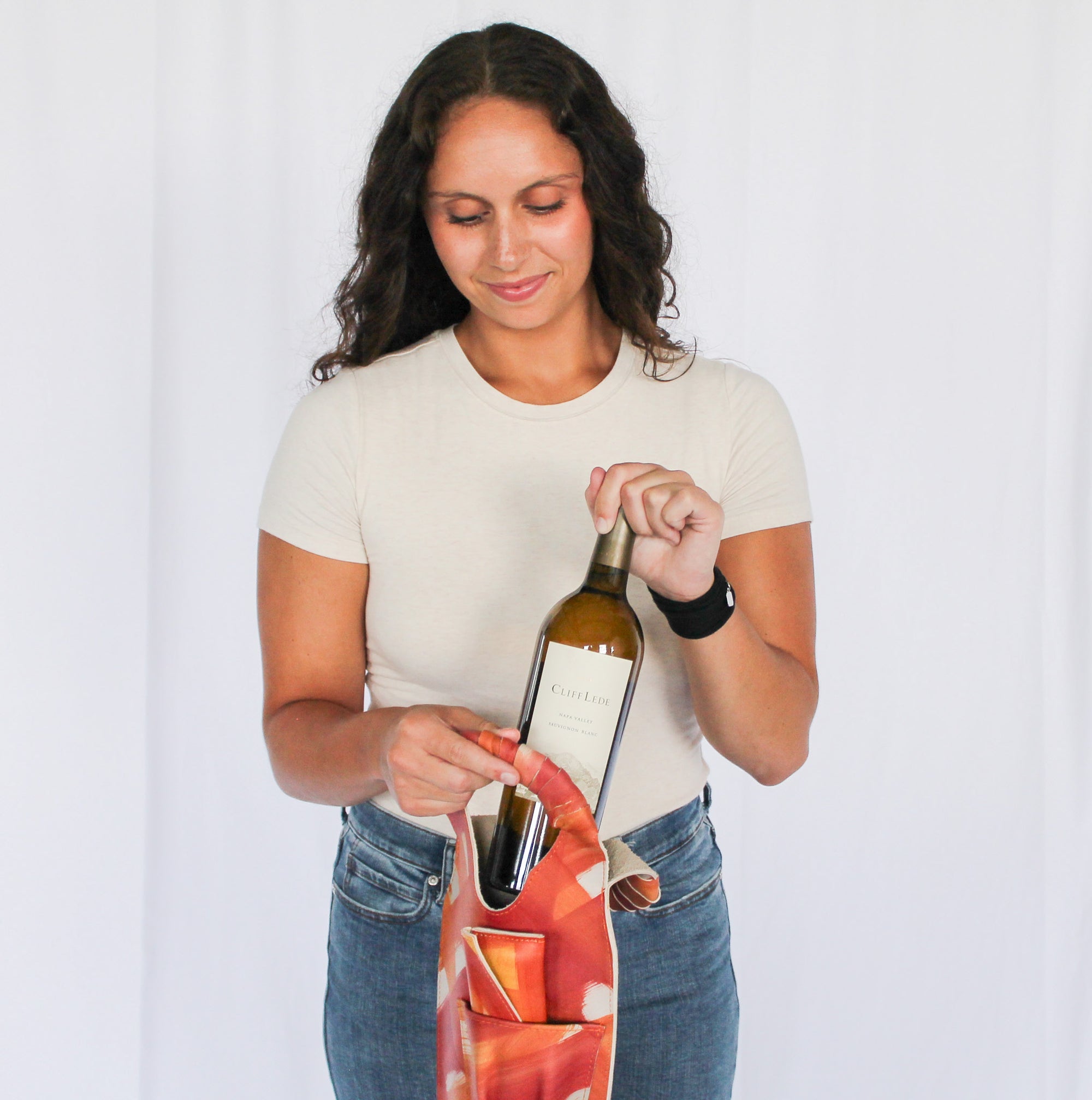 Leather Wine Tote / Blackberry