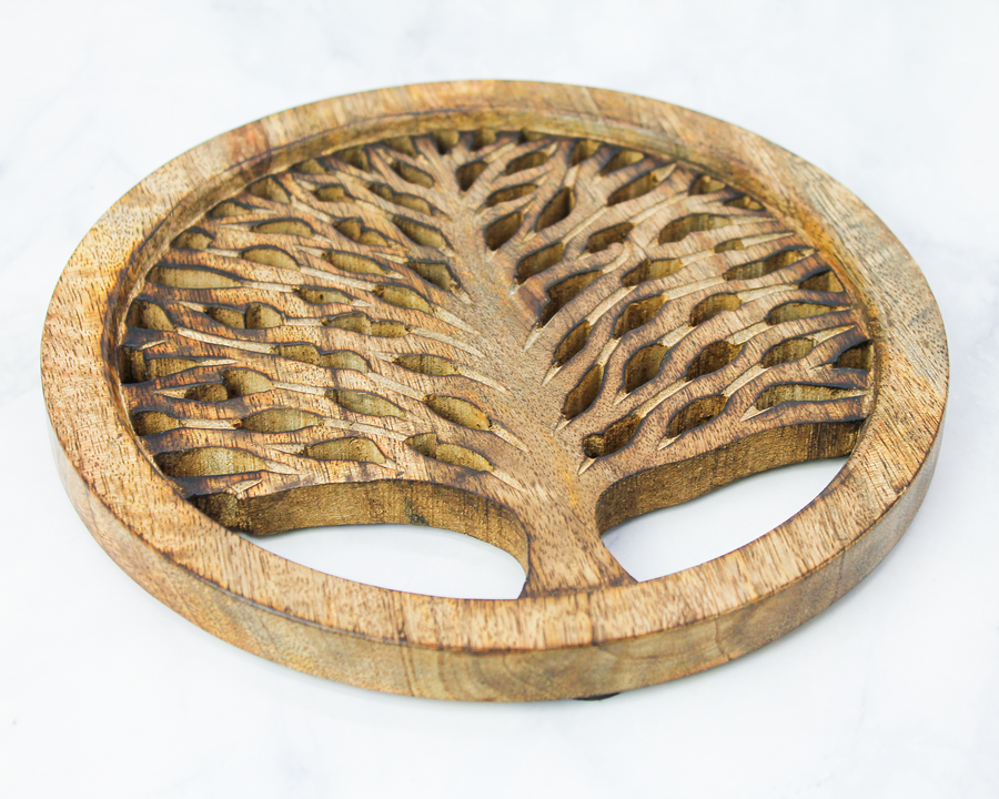 Mango Wood Tree of Life Trivet