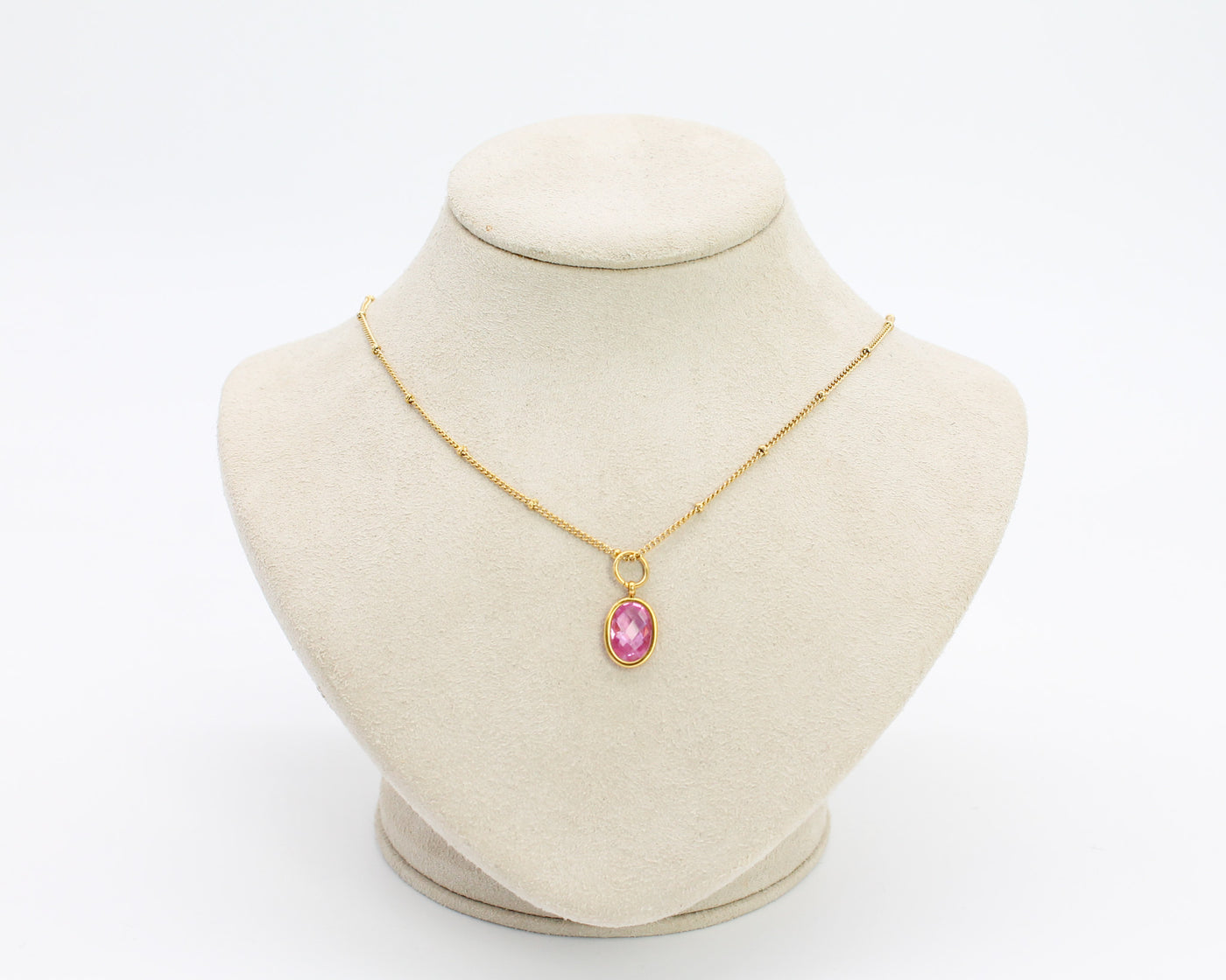 October Birthstone Necklace / Pink
