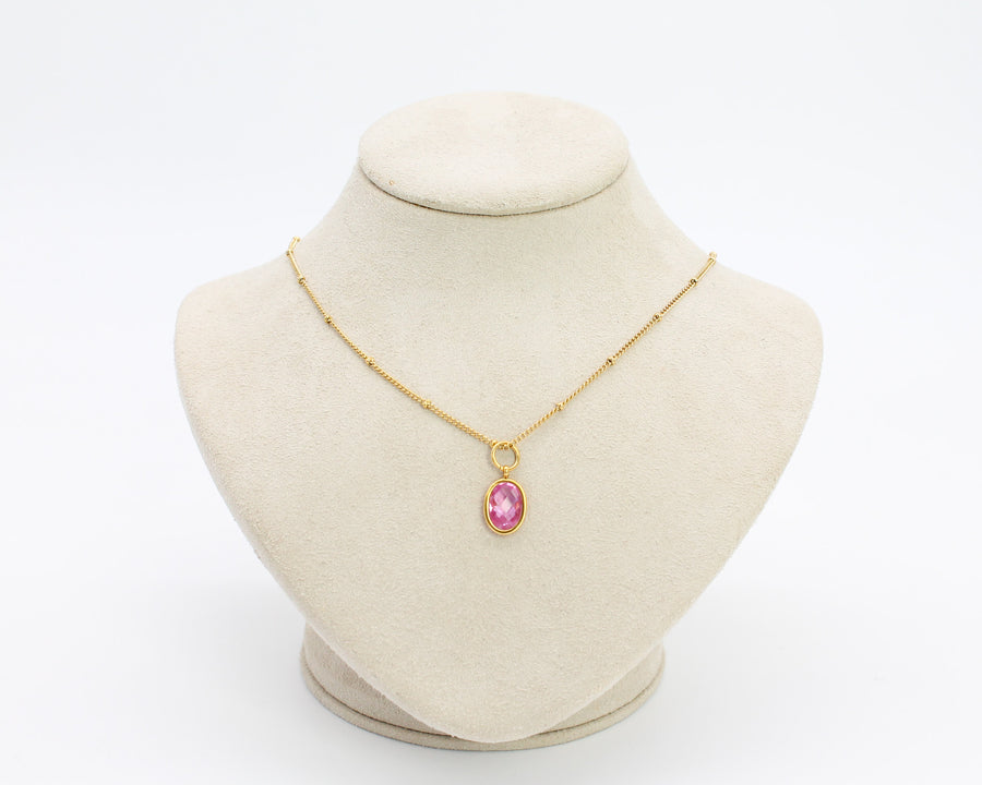 October Birthstone Necklace / Pink