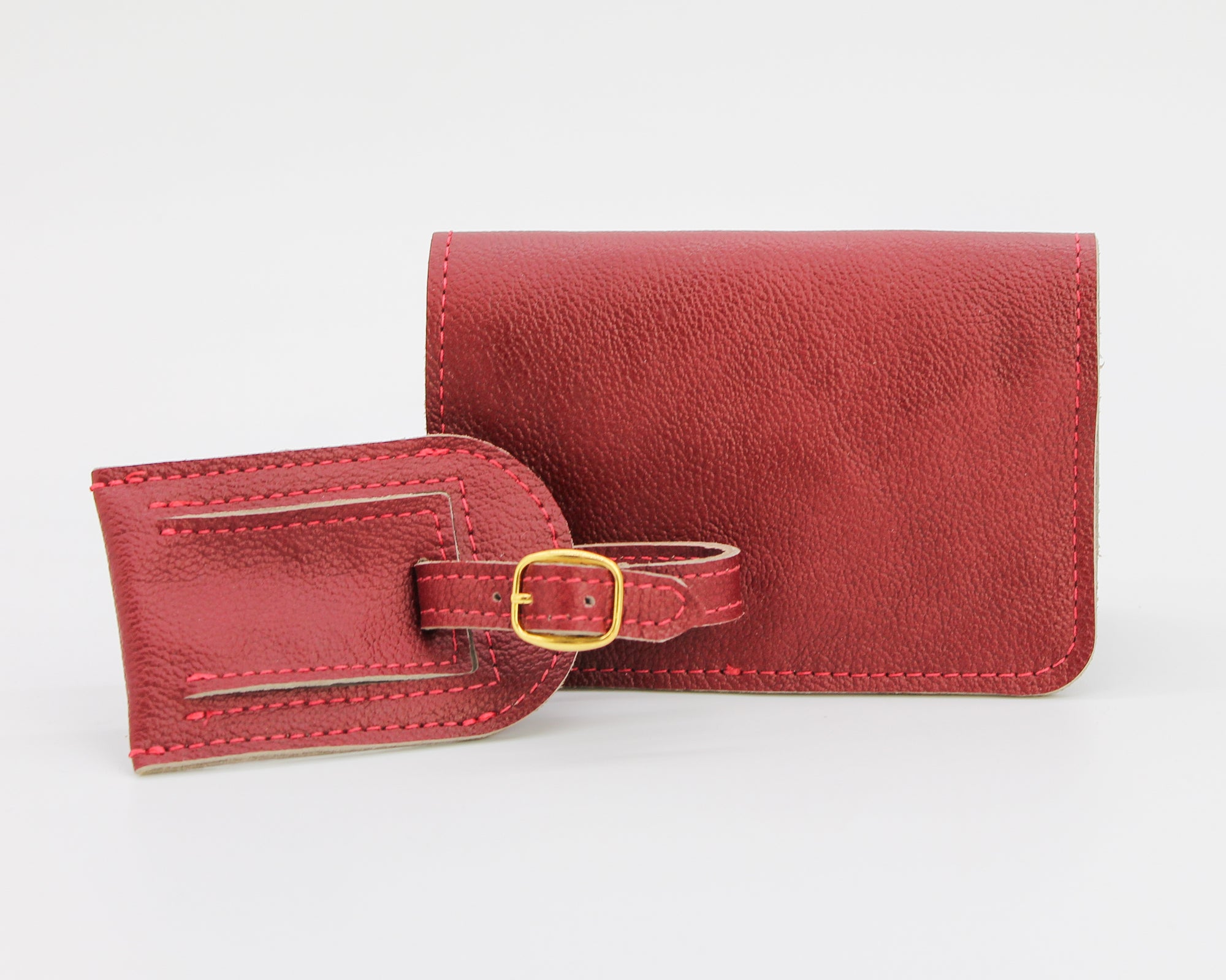 Passport Cover & Luggage Tag Set / Crimson