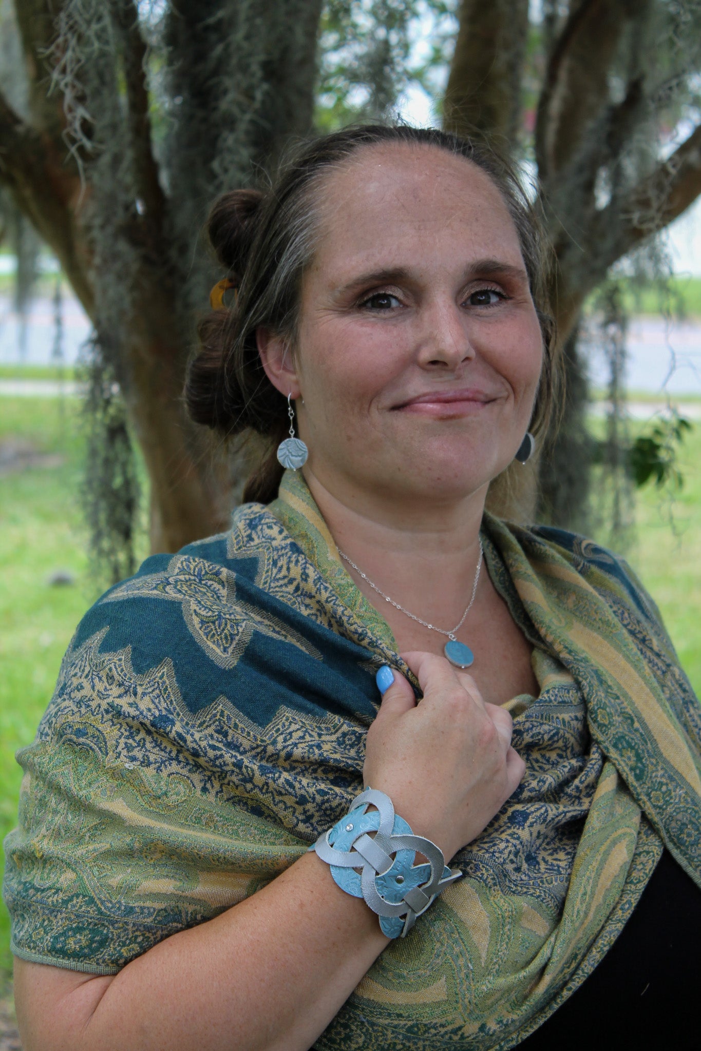 Filigree Cuff Bracelet / Silvery Elemental