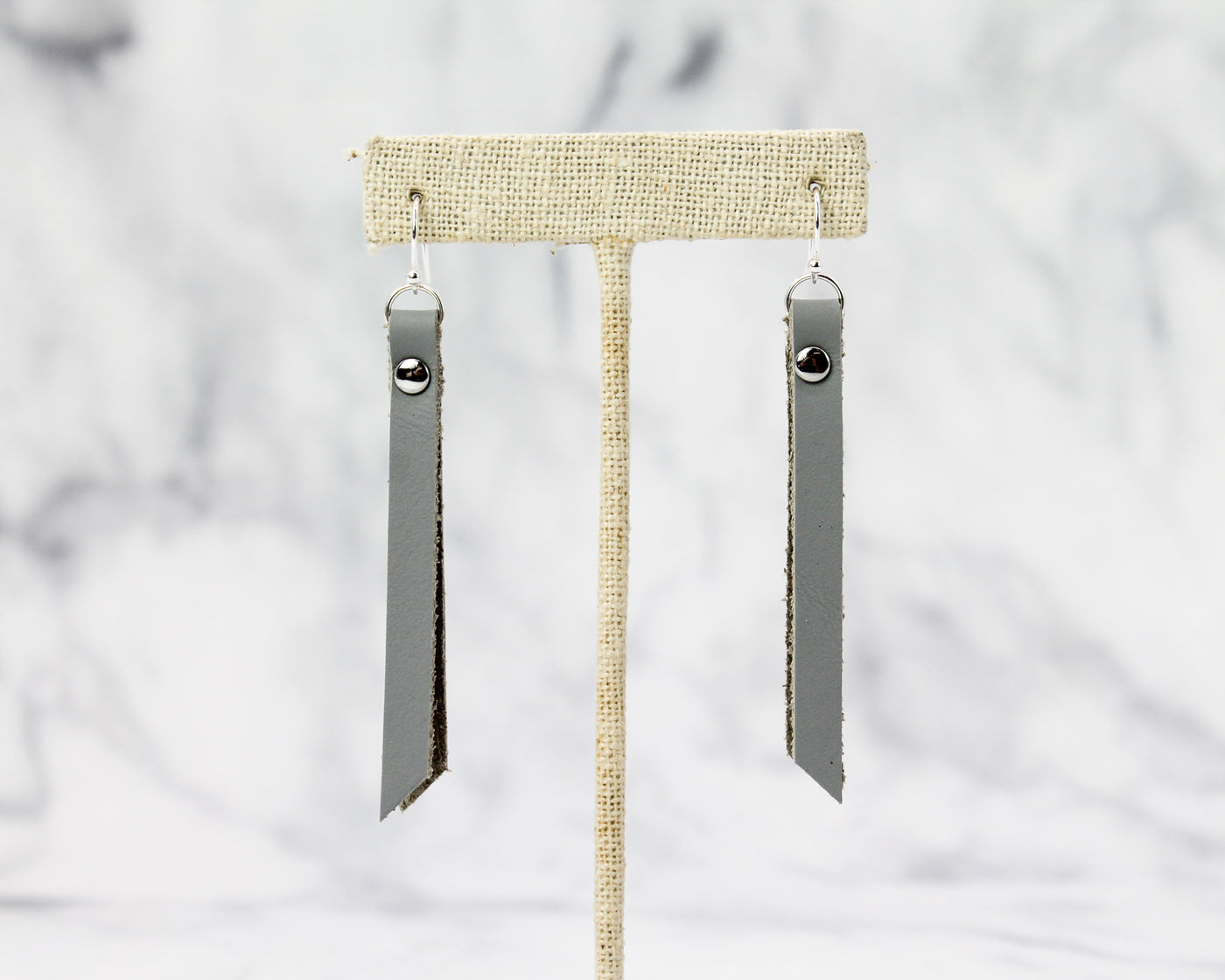 Leather Rivet Tab Earrings/ Storm Elemental