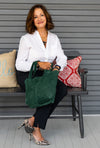 Luxe Tote Green Suede
