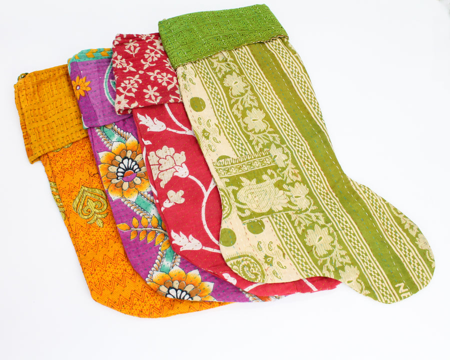 Vintage Sari Christmas Stocking