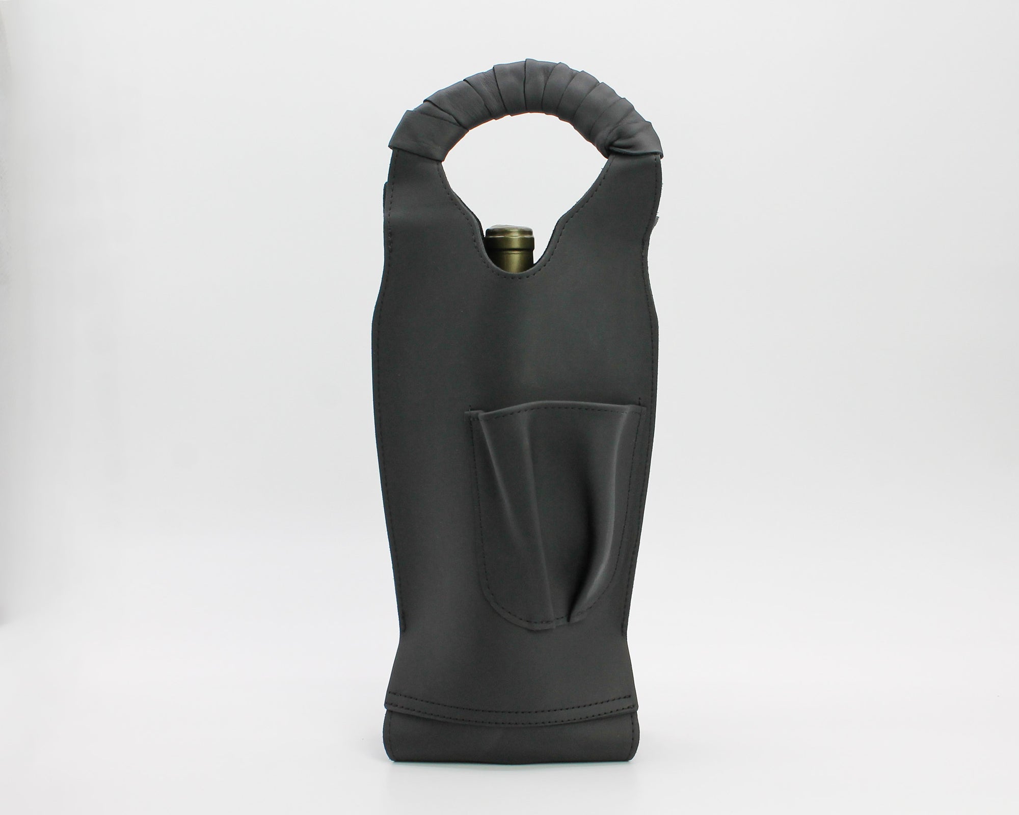 Leather Wine Tote / Carbon