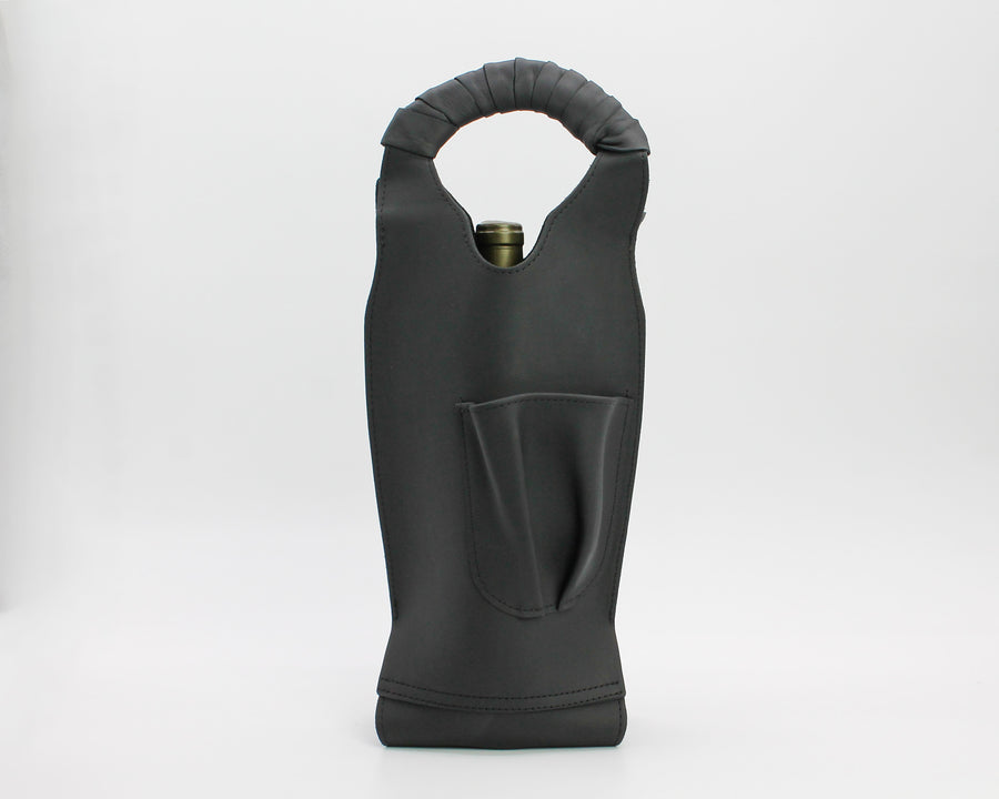 Leather Wine Tote / Carbon