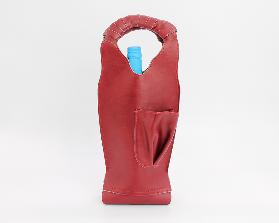Leather Wine Tote / Crimson