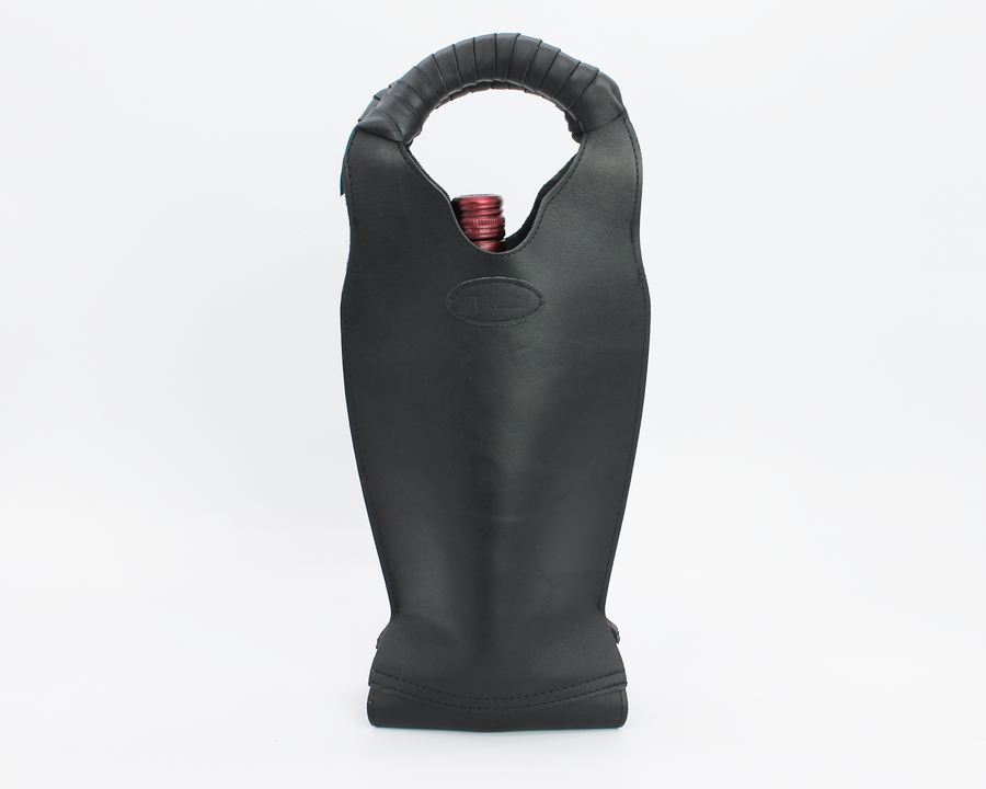Leather Wine Tote / Onyx