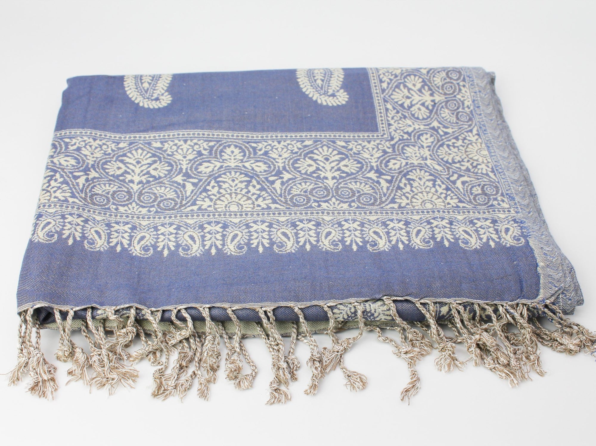 Rayon Fringe Shawl / Periwinkle Paisley