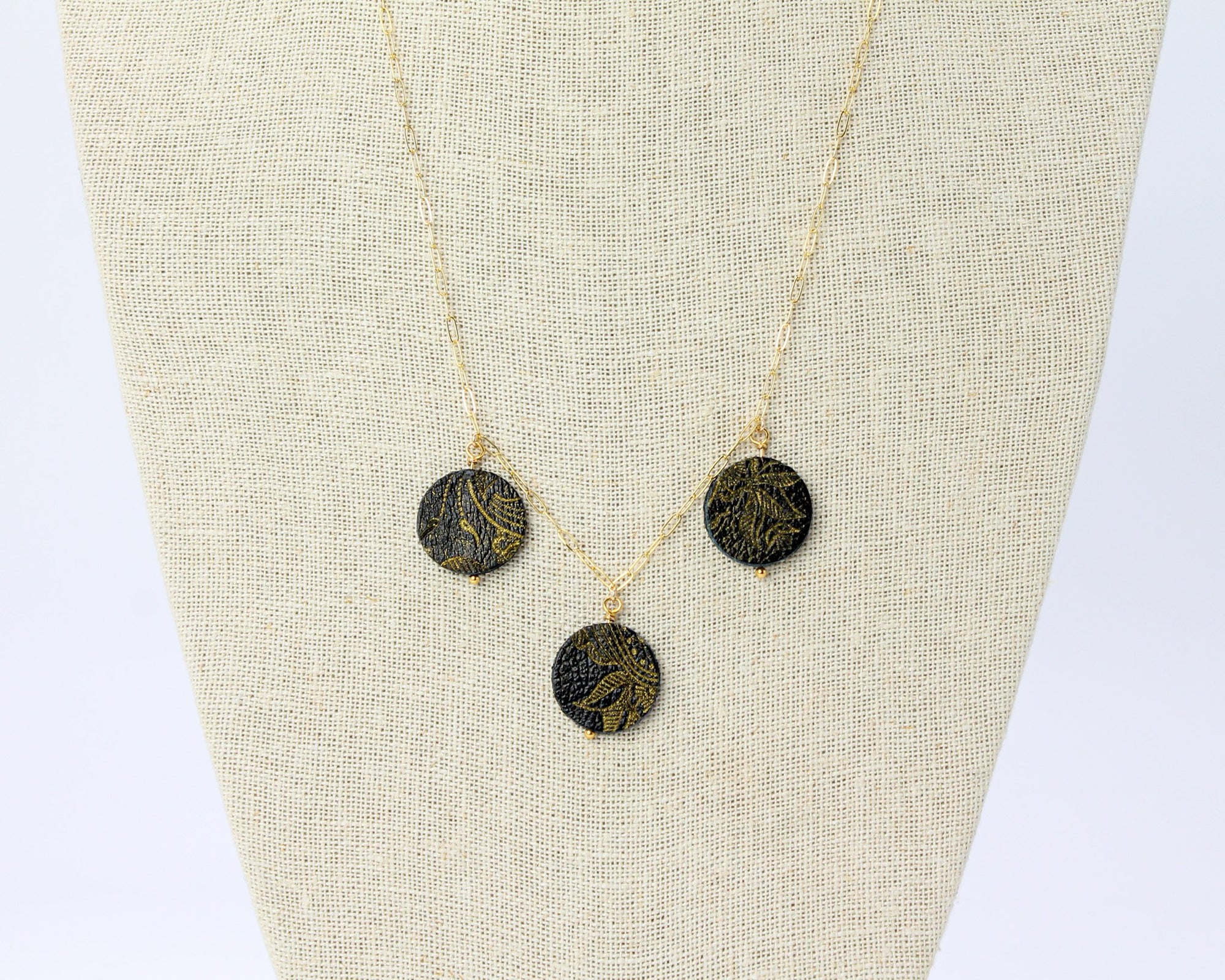Triple Disc Necklace- Onyx Elemental