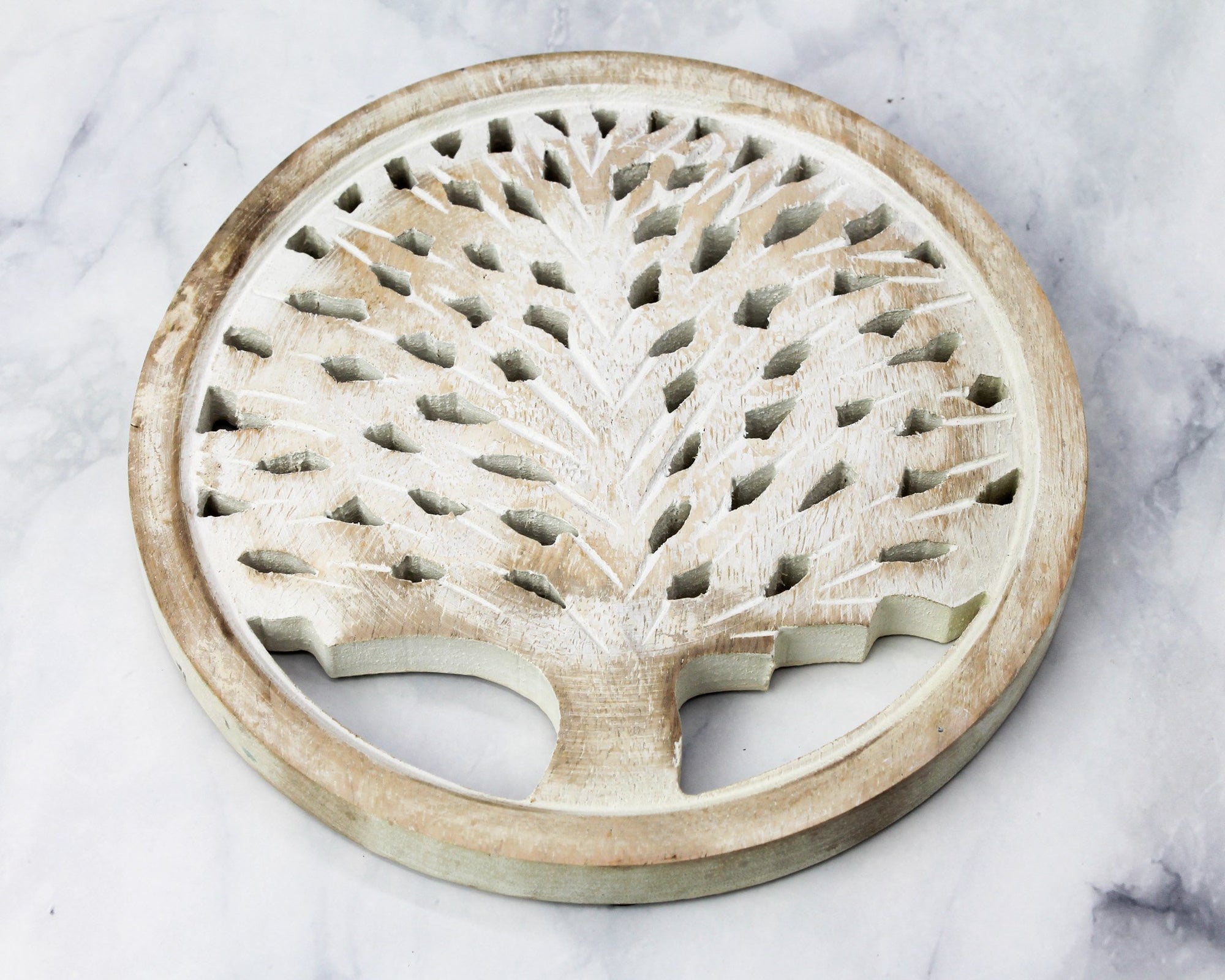 White Wash Tree of Life Trivet